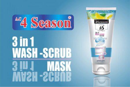 4 Season 3 in 1 Face Wash Scrub Mask